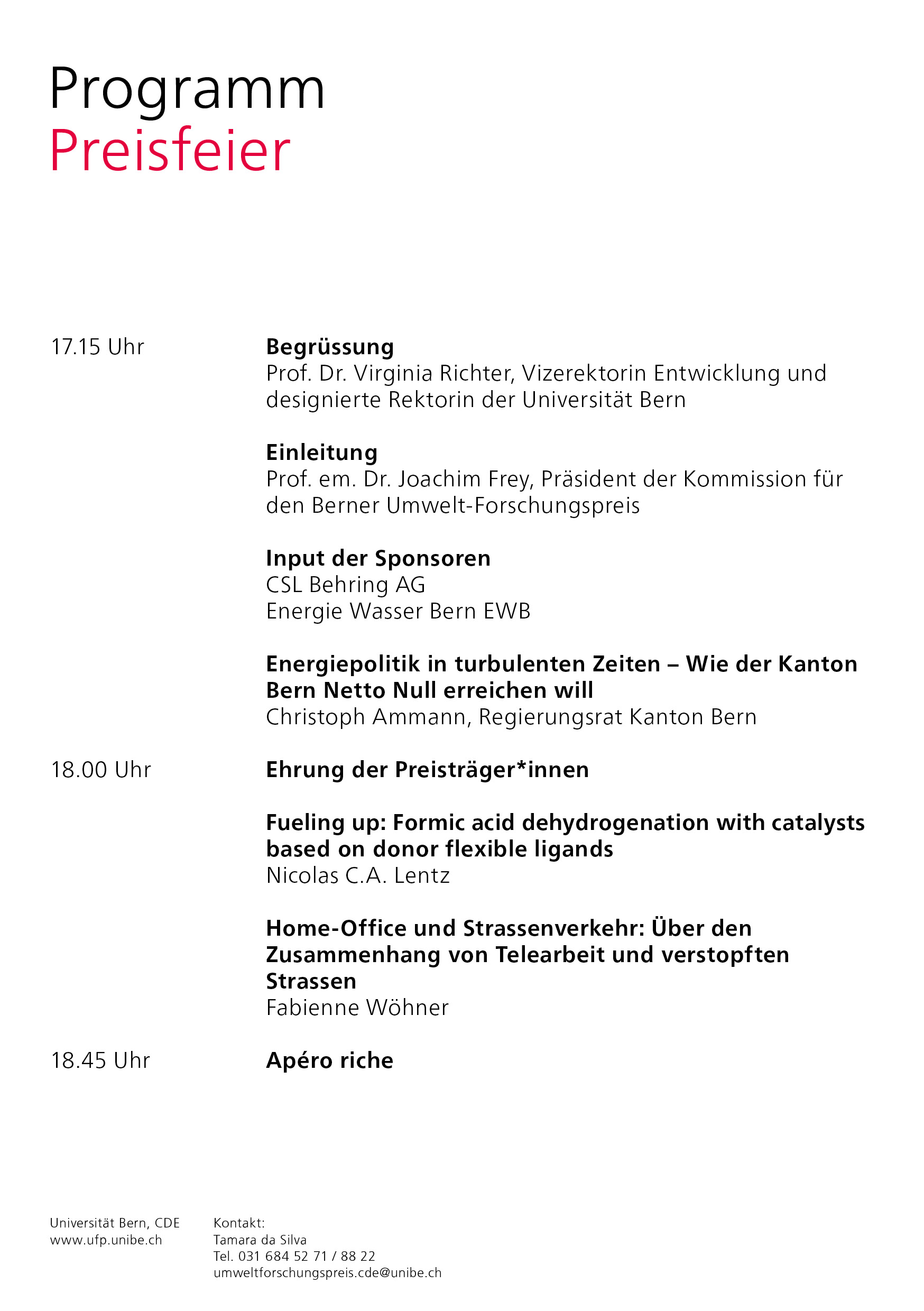 Preisfeier Umwelt-Forschungspreis